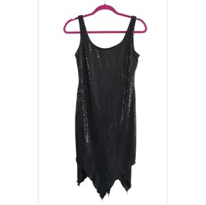 Teddi Asymmetrical Black Sequin Dress